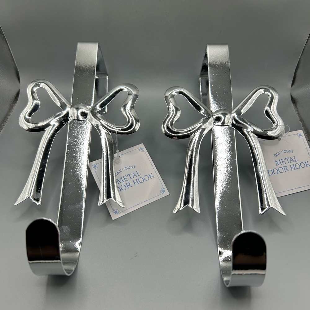 Target Bullseye Playground SILVER BOW Over The Door Hooks Set Coquette 2025 NEW